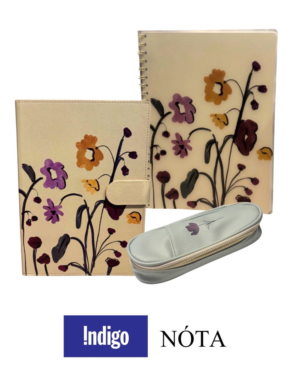nota Floral Notepad, Notebook and Pencil Pouch Stationery Set